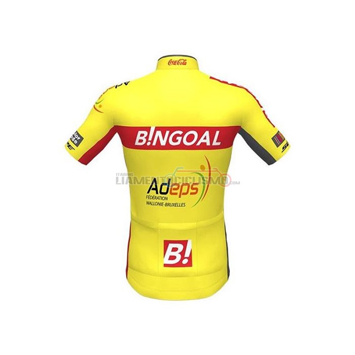 Abbigliamento Ciclismo Wallonie Bruxelles Manica Corta 2020 Giallo Rosso